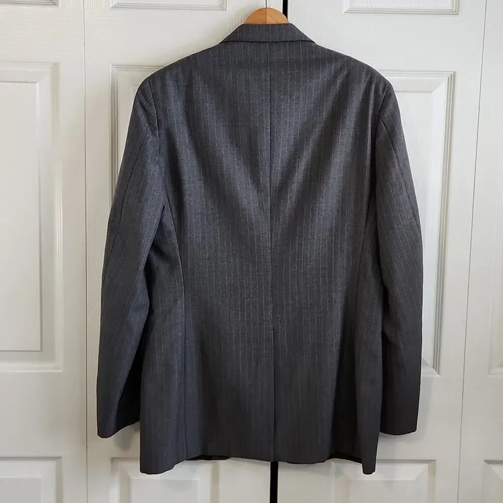 Vintage Palm Beach Gray Pinstriped Single Breasted Suit‎ 42 33x43 Business 80s
